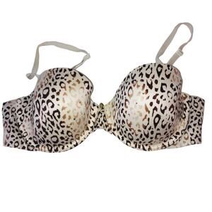 RARE Victoria's Secret Very Sexy Rhinestone Accent Leopard Demi Bra 34D